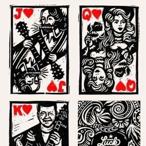 WILLIE NELSON Art Print Set 4 Of Individual Prints 5.5x8 Neil Young Poker Cards